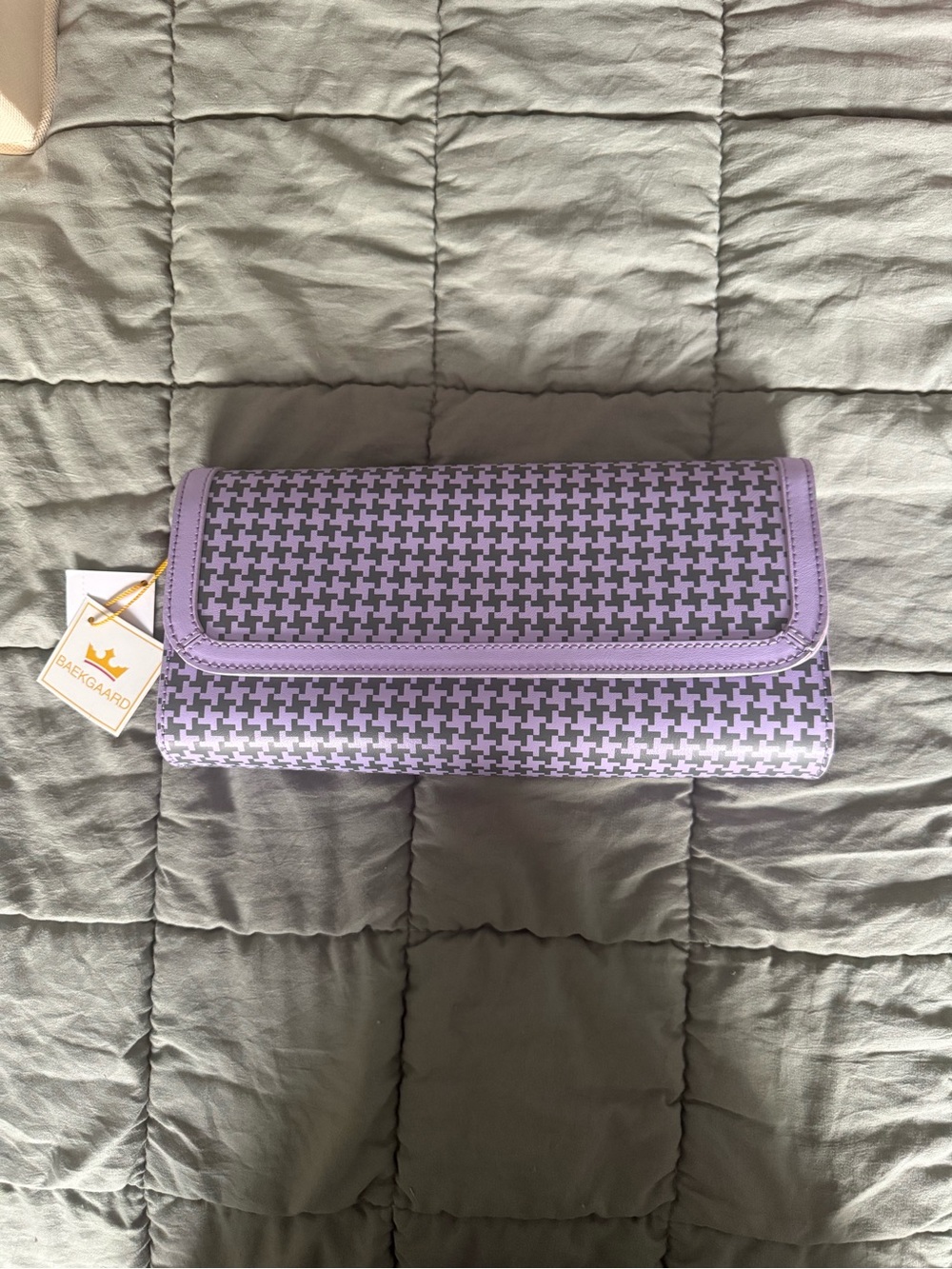 Bækgård Lavender Houndstooth Foldover Clutch